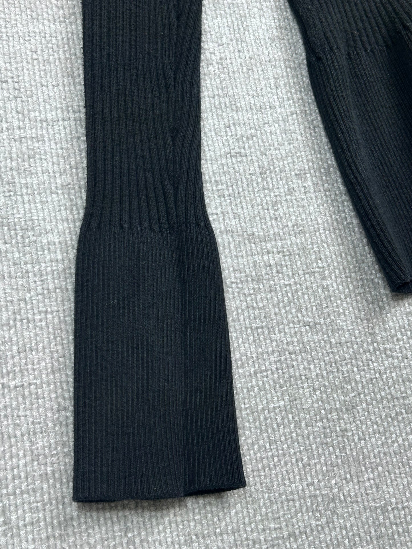 Y2K Black Ribbed Henley Top