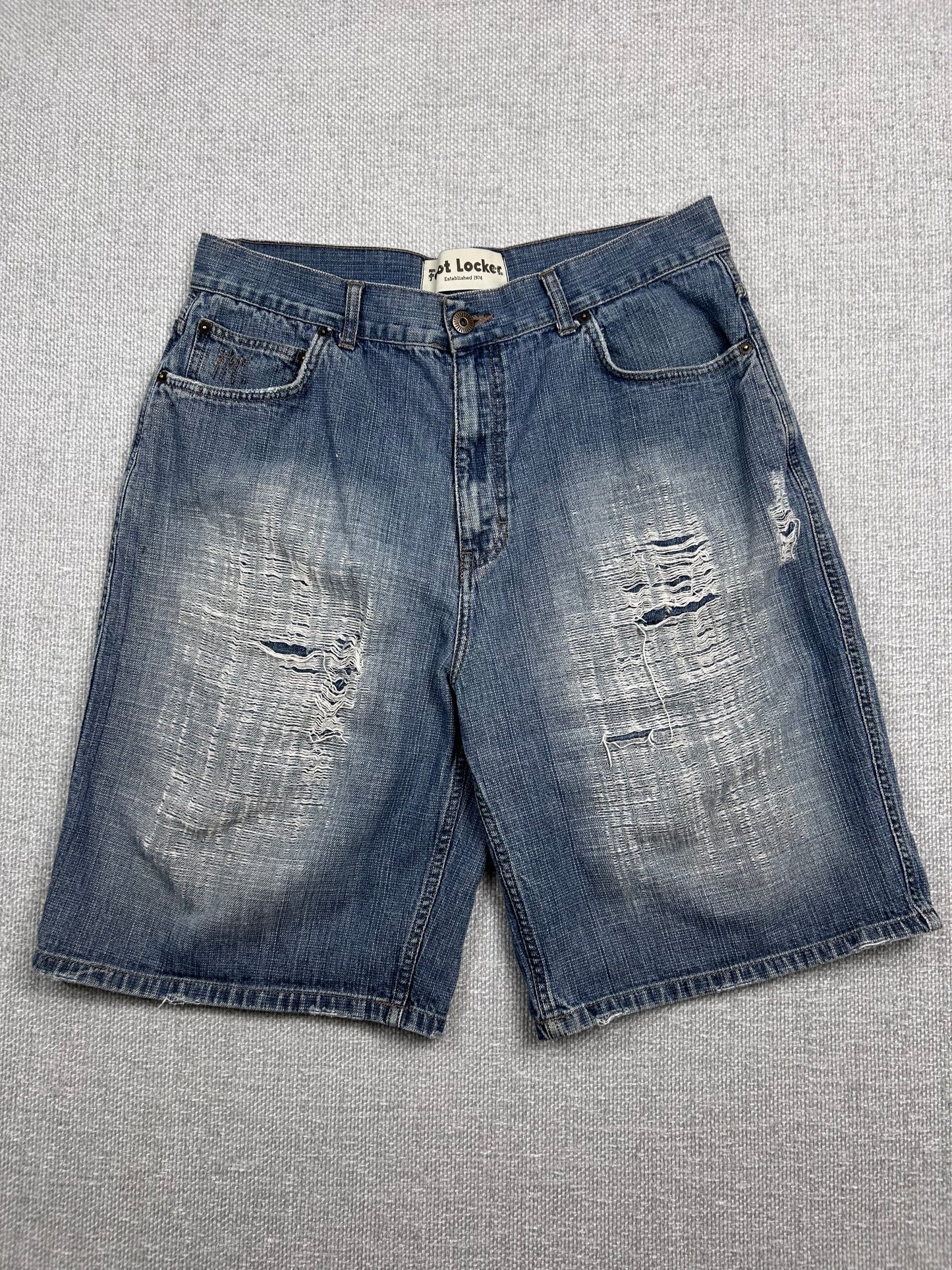 Y2K Baggy Distressed Denim Shorts 34"