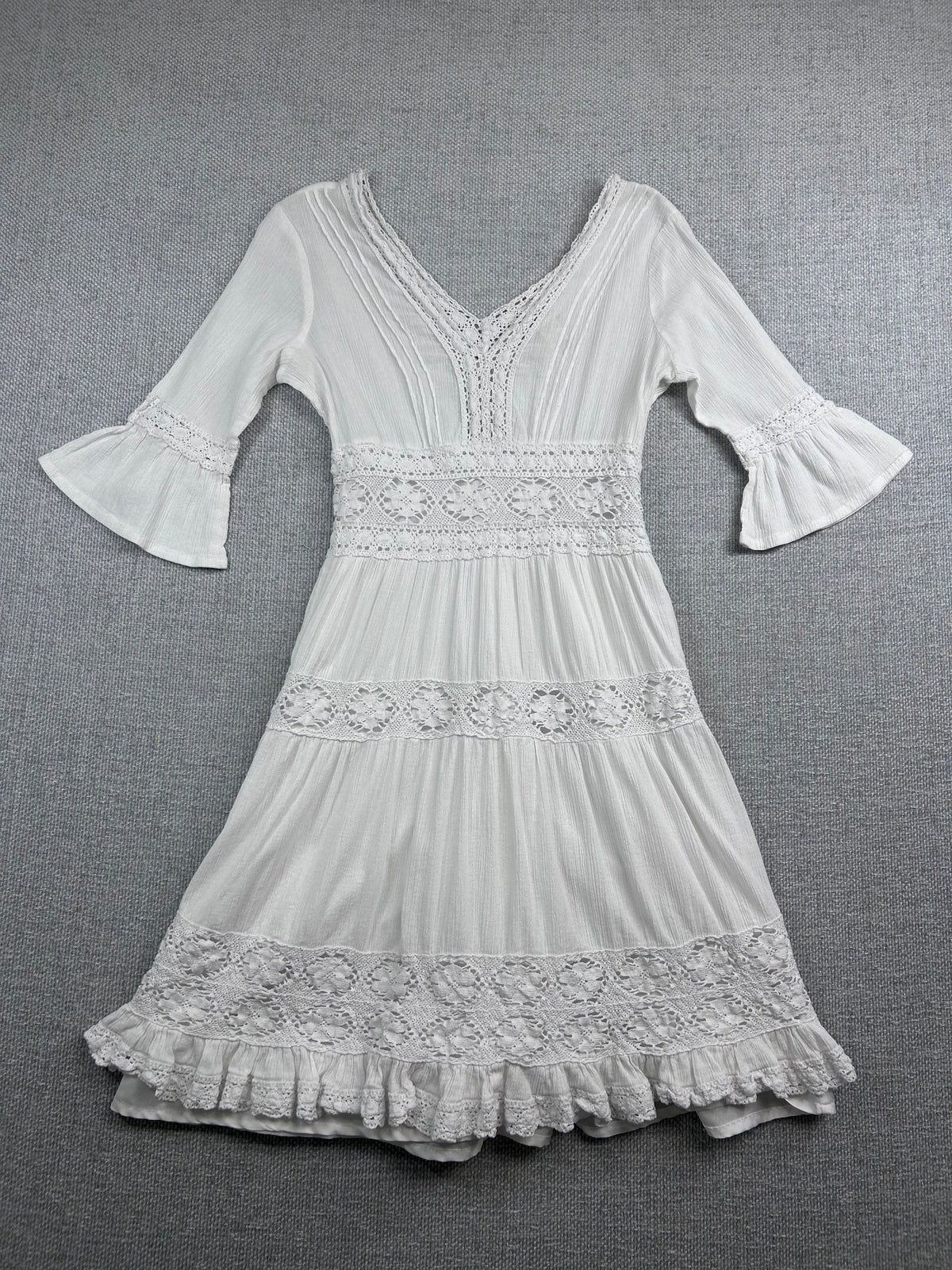 90's White Cotton Midi Dress
