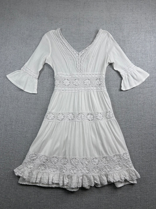 90's White Cotton Midi Dress