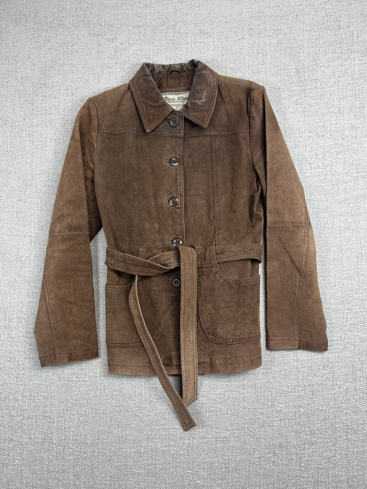 Y2K Brown Leather Trench Coat
