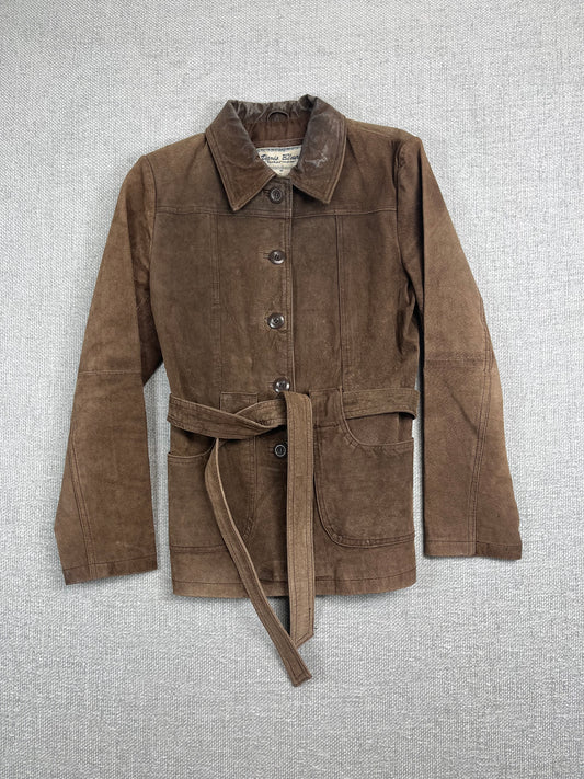 Y2K Brown Leather Trench Coat