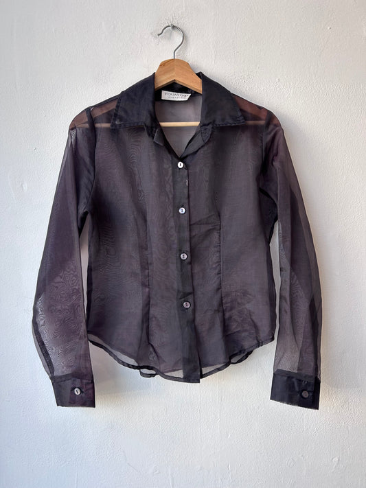 Y2K Sheer Button Up Blouse