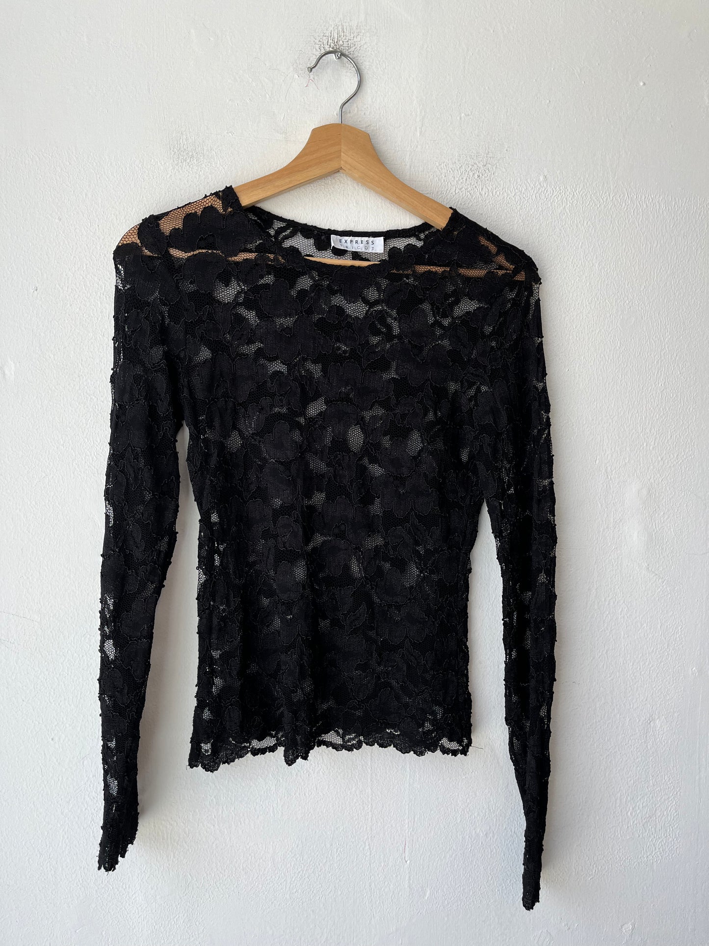 90's Black Lace Long Sleeve Top