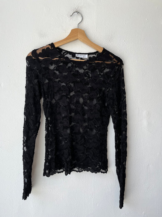 90's Black Lace Long Sleeve Top