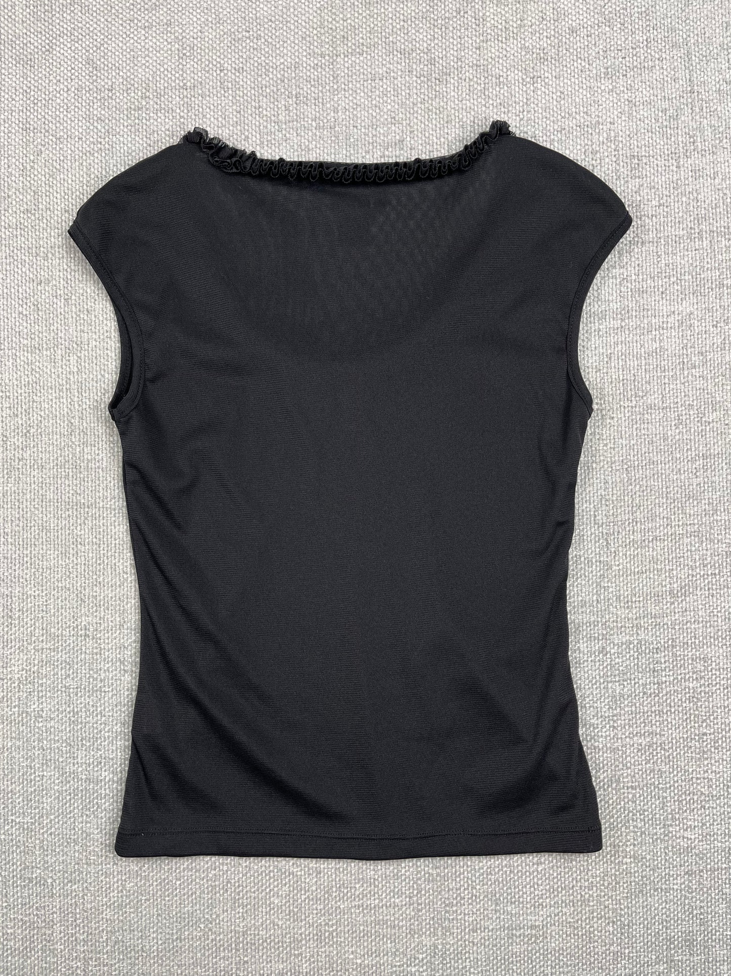 Y2K Mesh Ruffle Neck Top