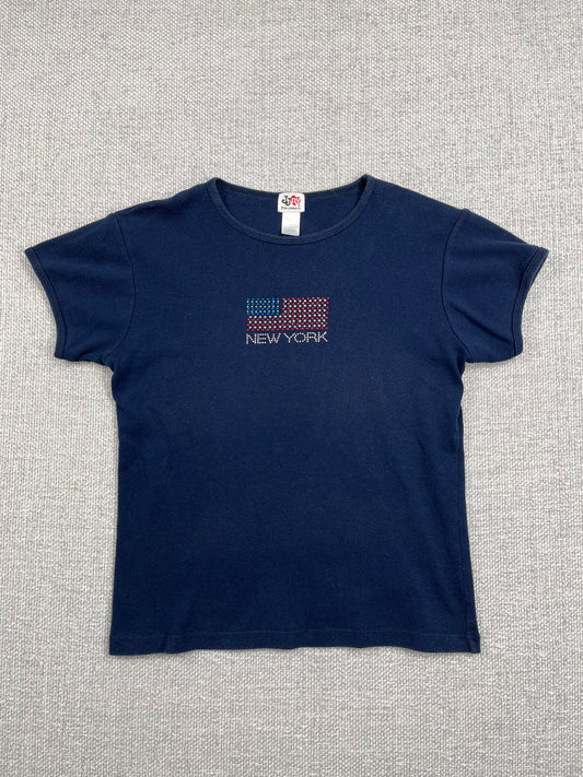 Y2K Bedazzled New York Baby Tee