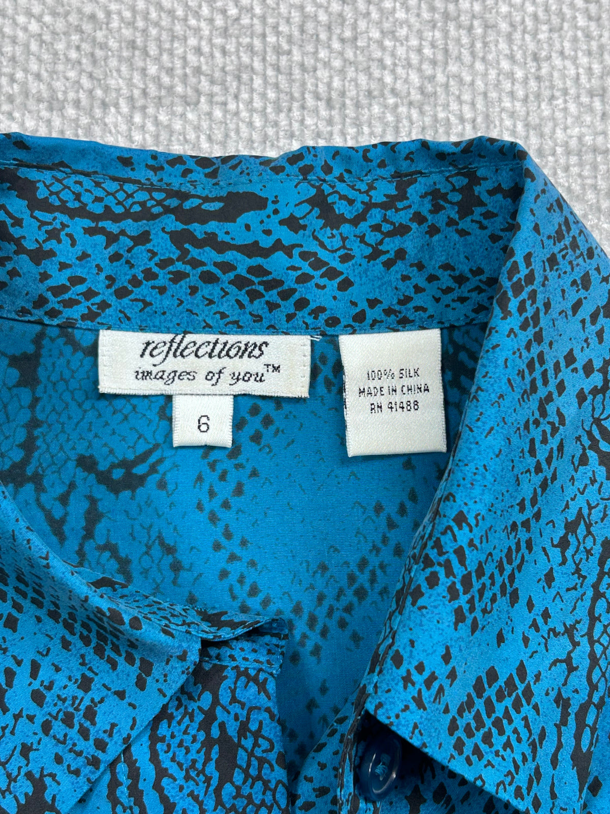 90's Blue Snake Pattern Blouse