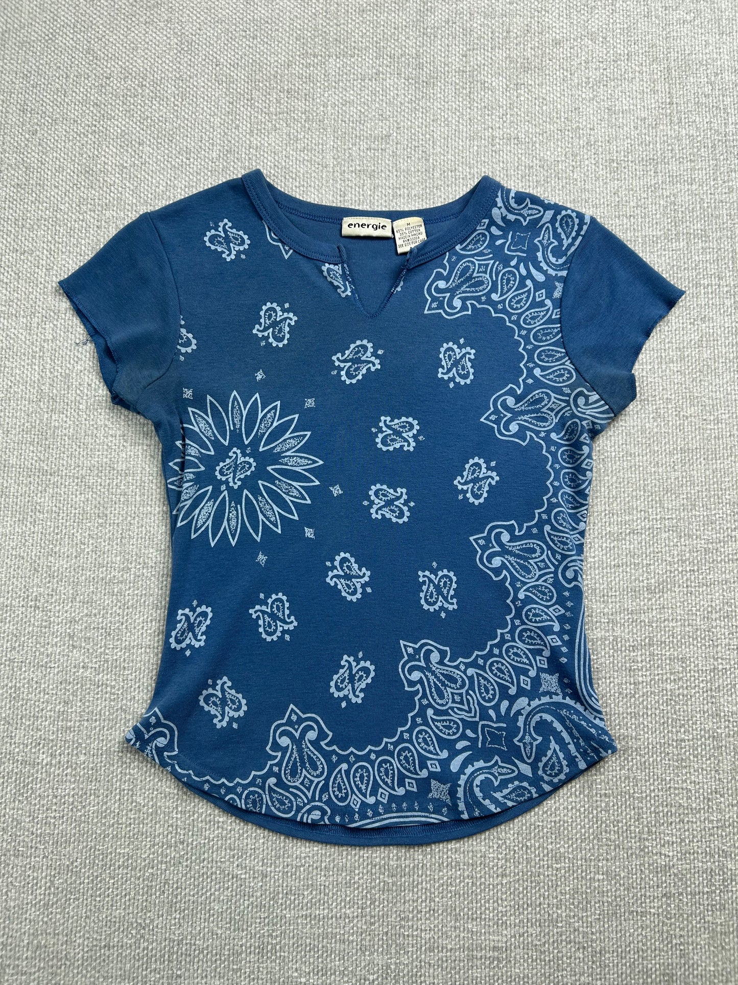 Y2K Blue Bandana Shirt