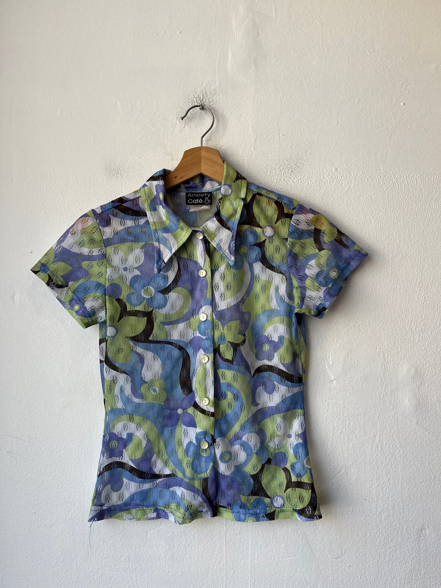 90's Mesh Button Down Top