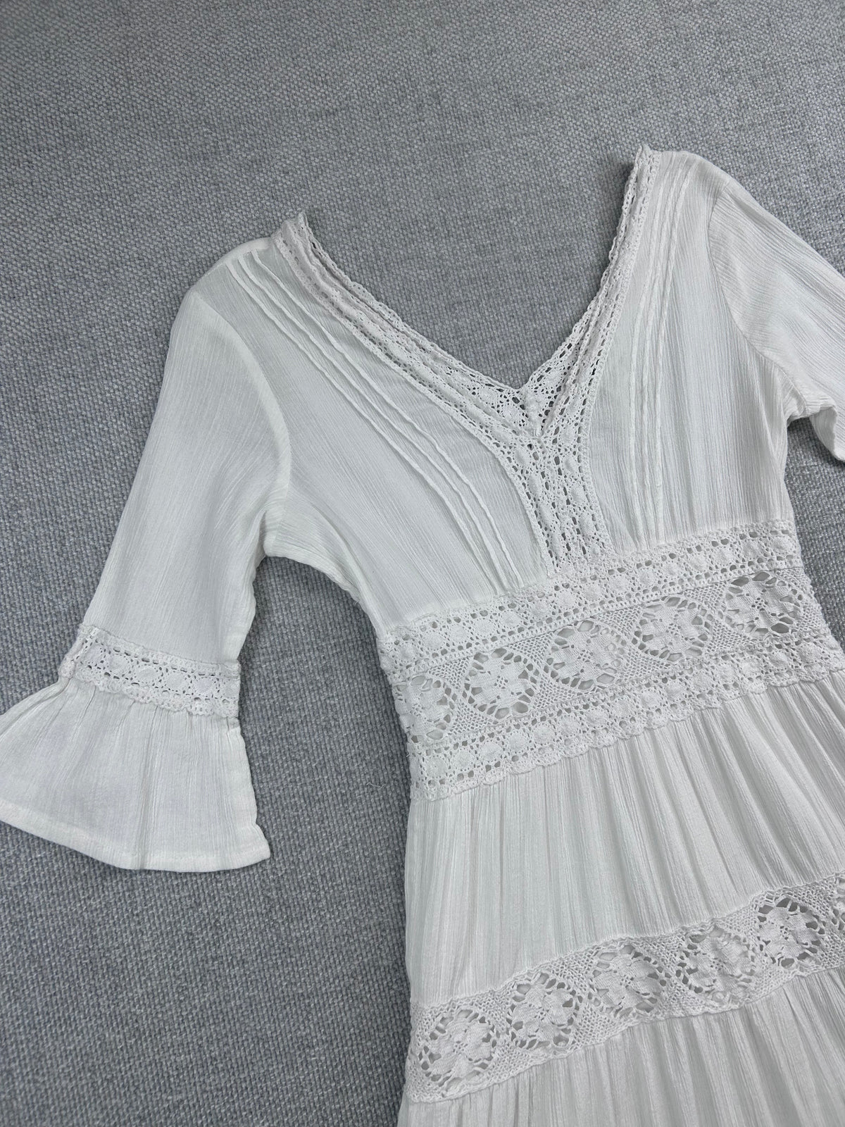90's White Cotton Midi Dress