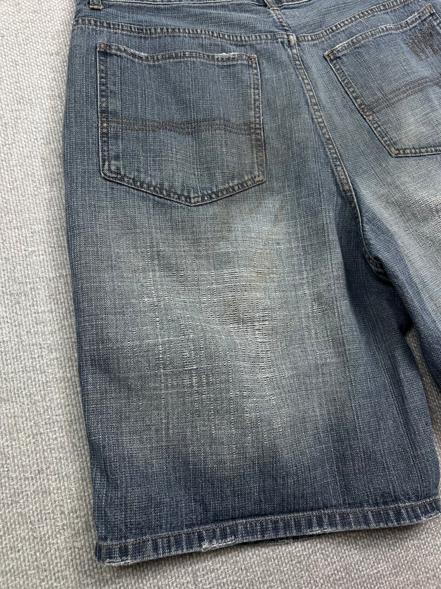 Y2K Baggy Distressed Denim Shorts 34"