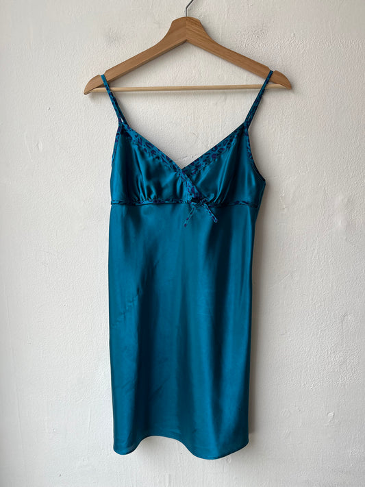 Y2K Blue Cheetah Trim Dress