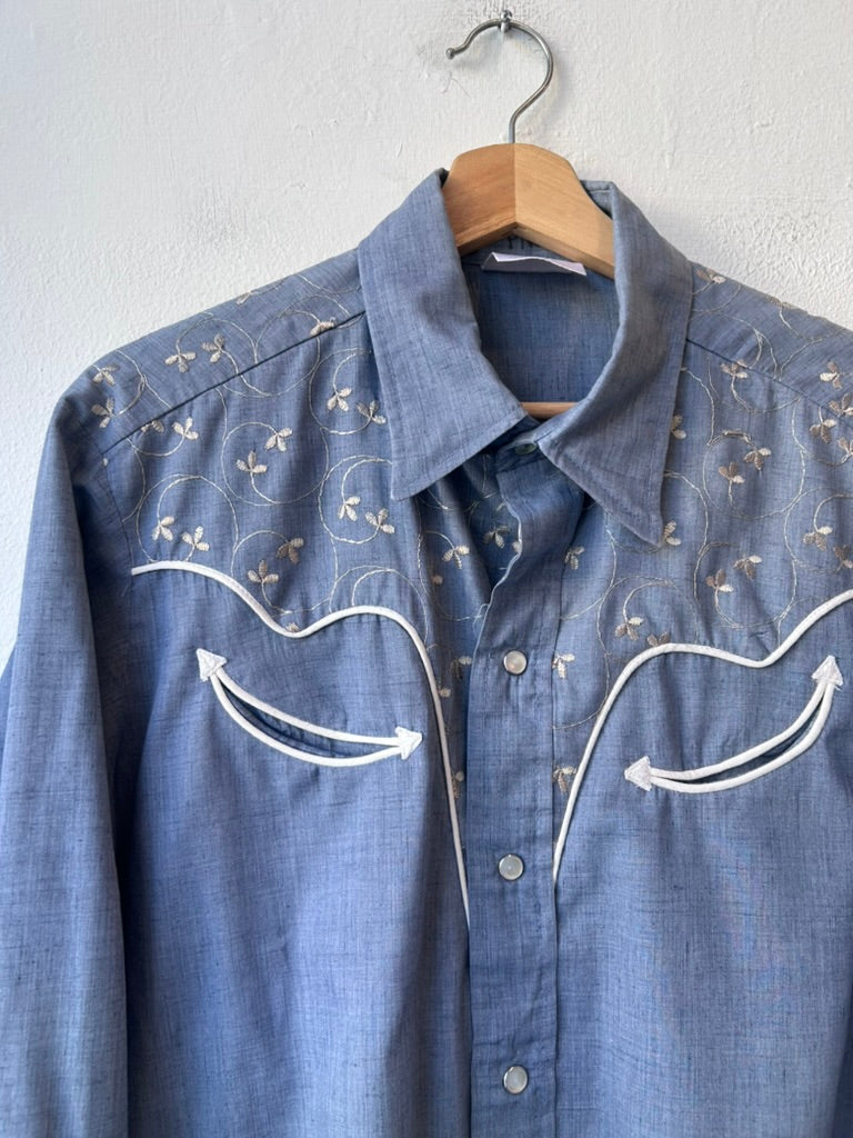 70's Embroidered Pearl Snap Shirt