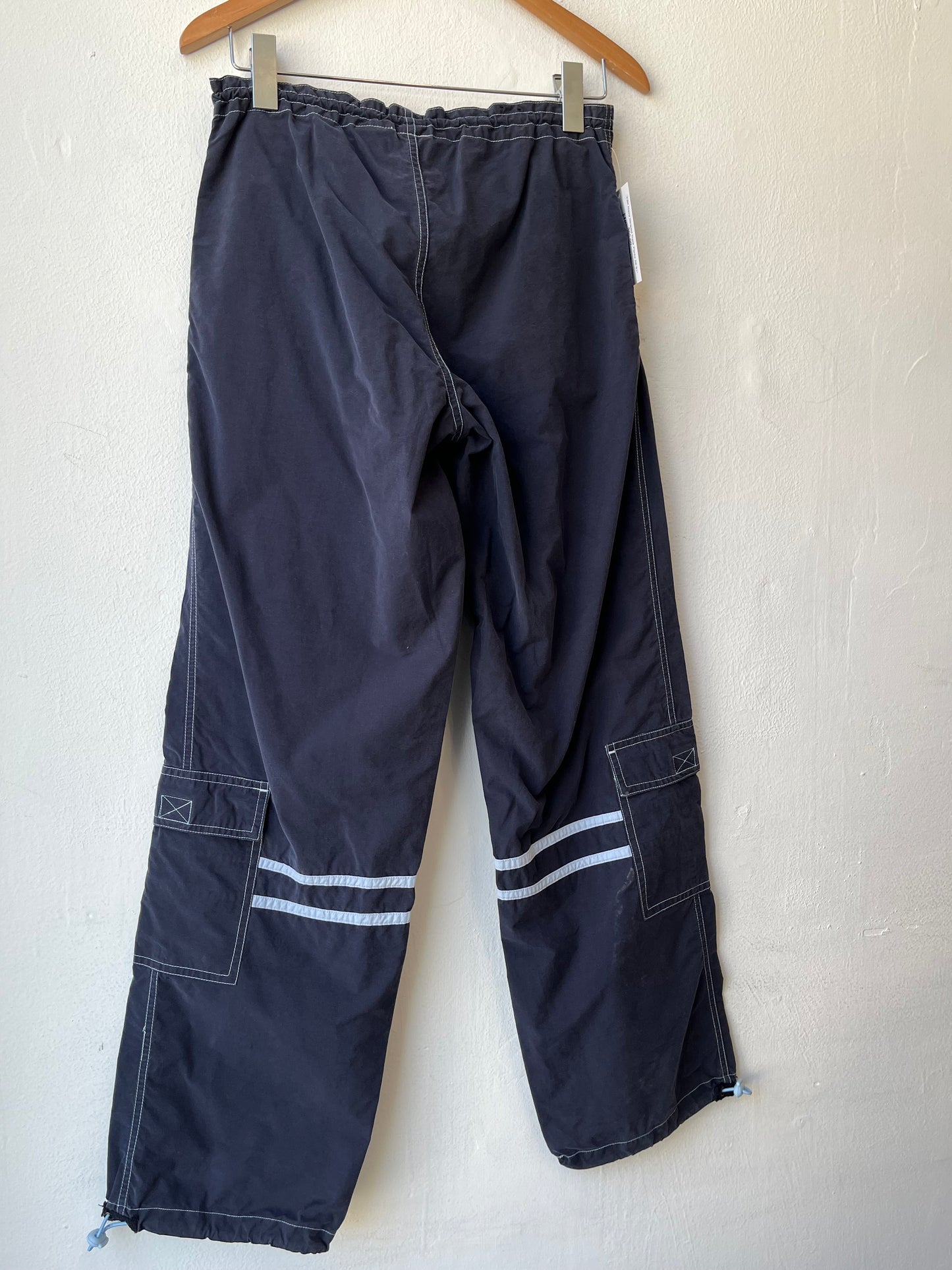 Y2K Navy Striped Track Pants 28-31"