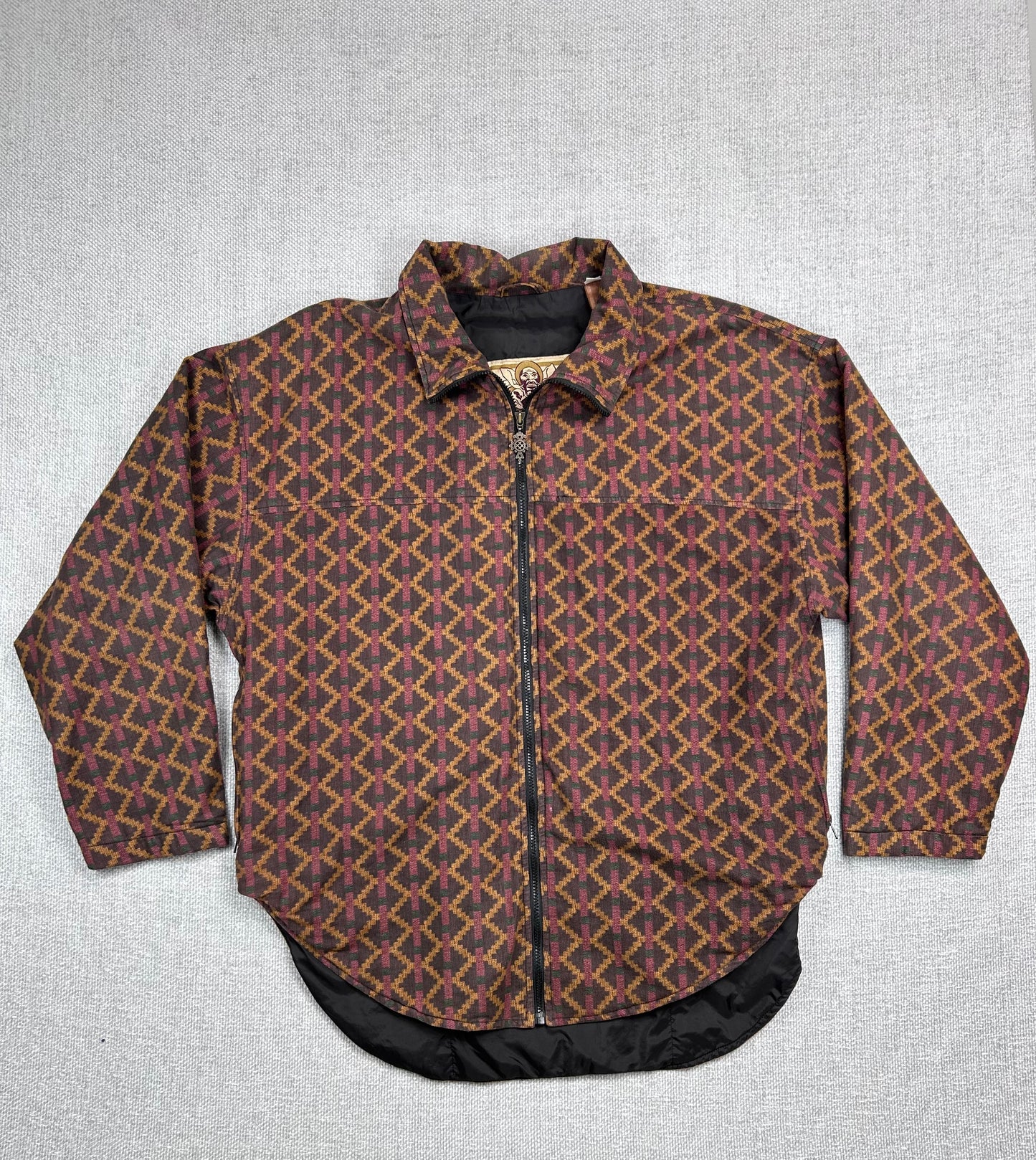 90's Patterned Tech Zip Up