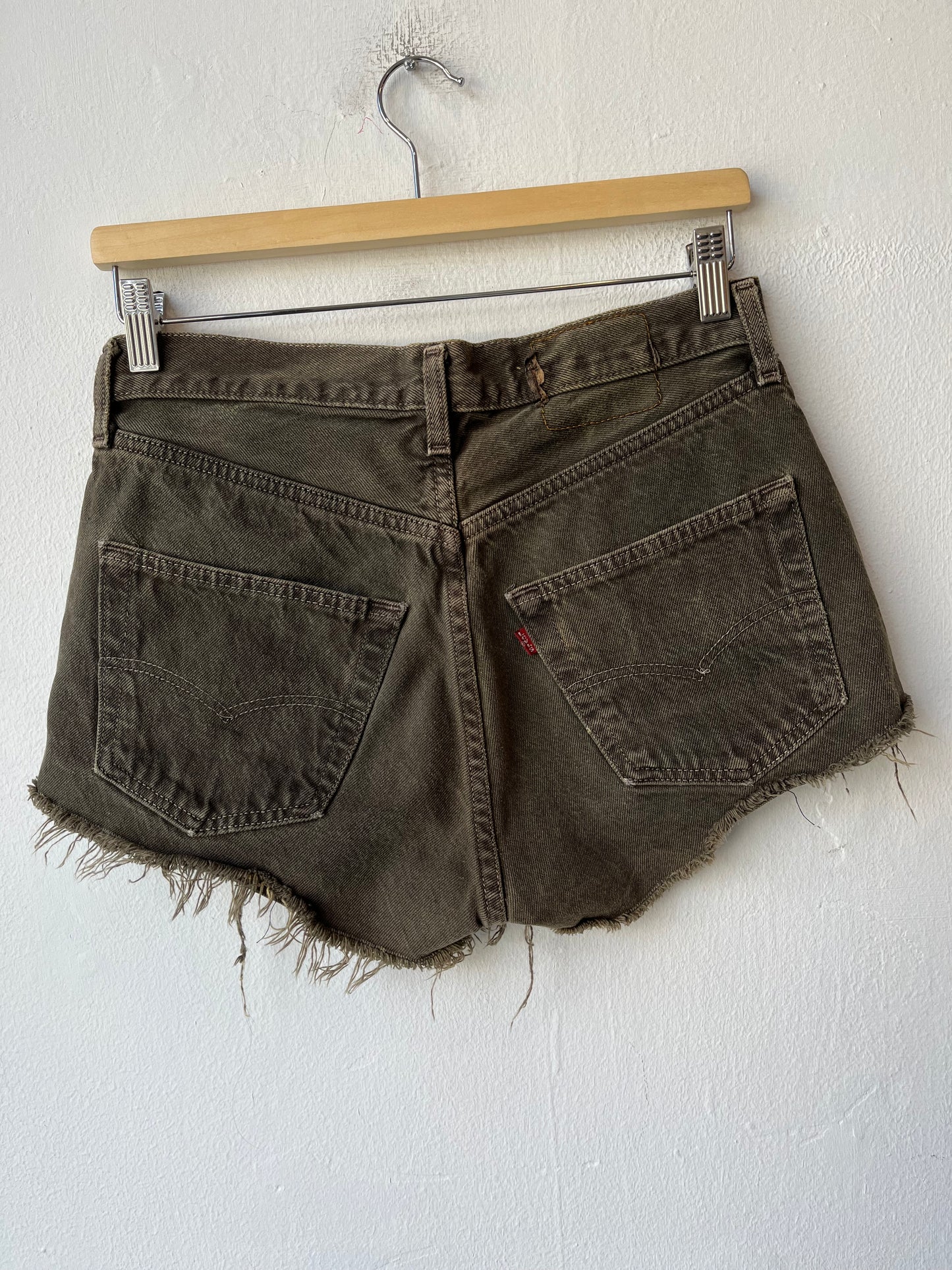 90's Green Levi's Cutoff Shorts 28"