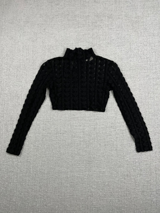 90's Mesh Cropped Turtle Neck Top