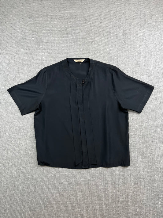 Y2K Black Silk Blouse