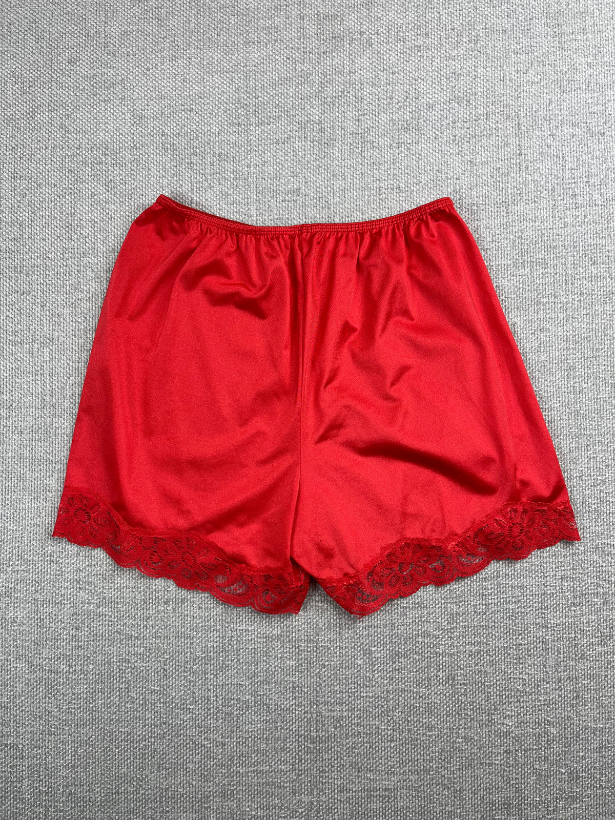 90’s Red Nylon Lace Shorts 24-32"