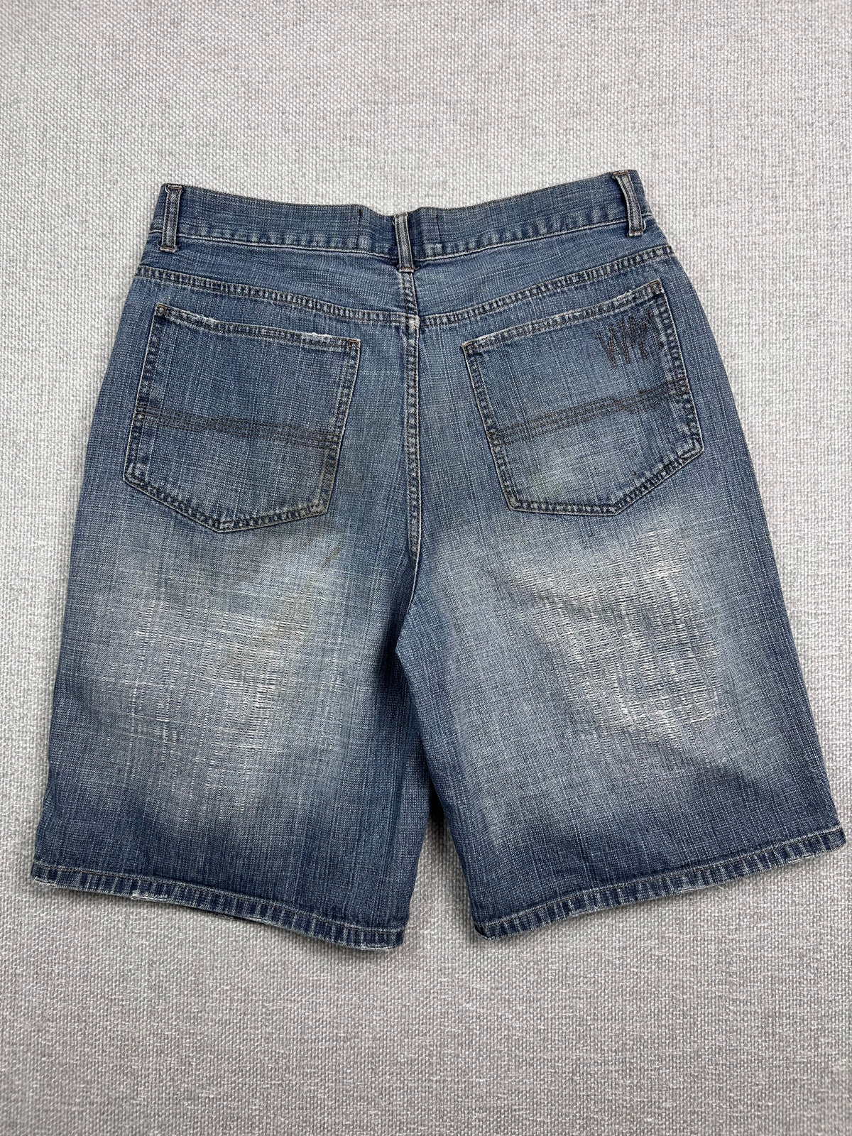 Y2K Baggy Distressed Denim Shorts 34"