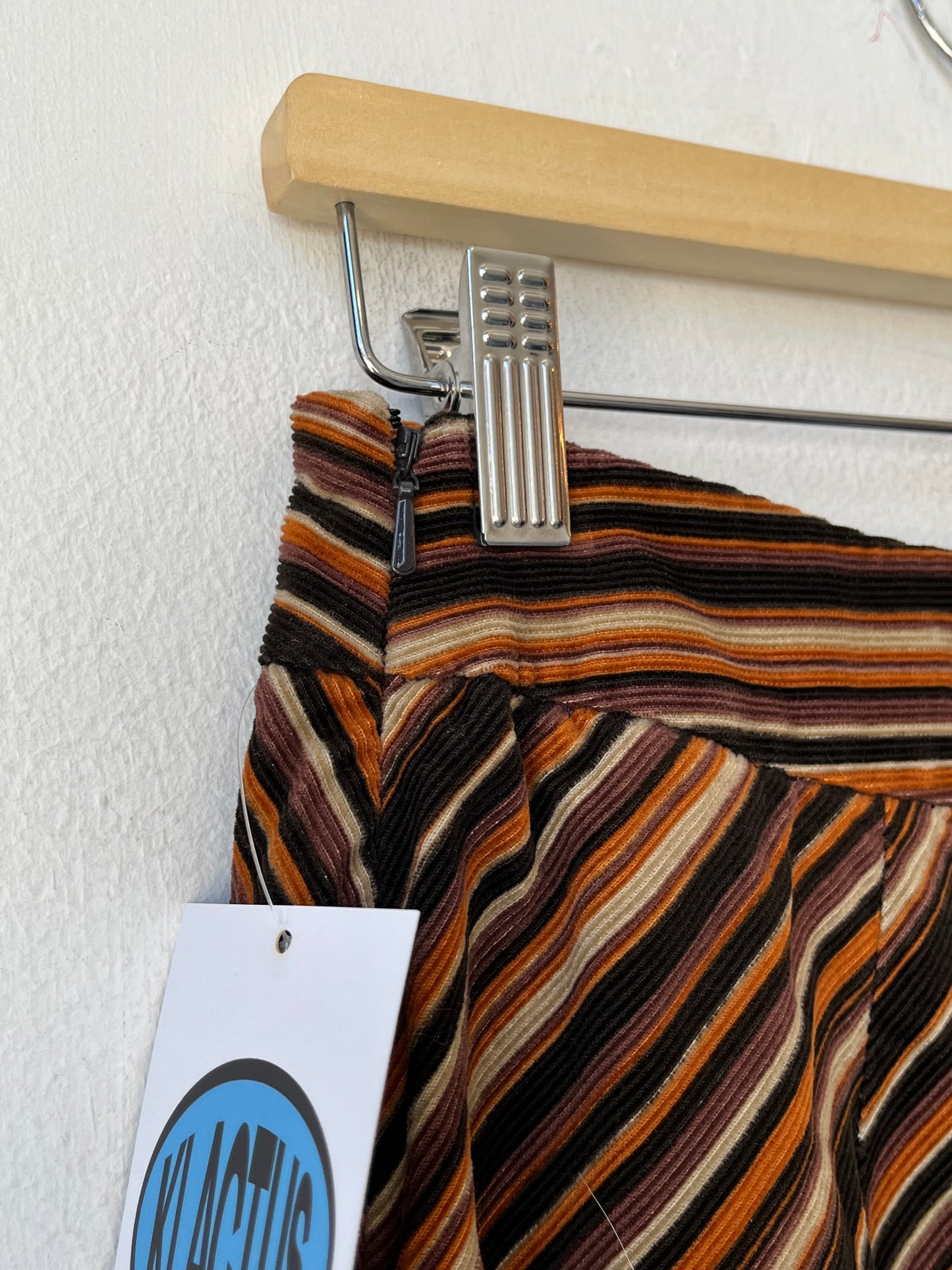 Y2K Striped Corduroy Midi Skirt 27"