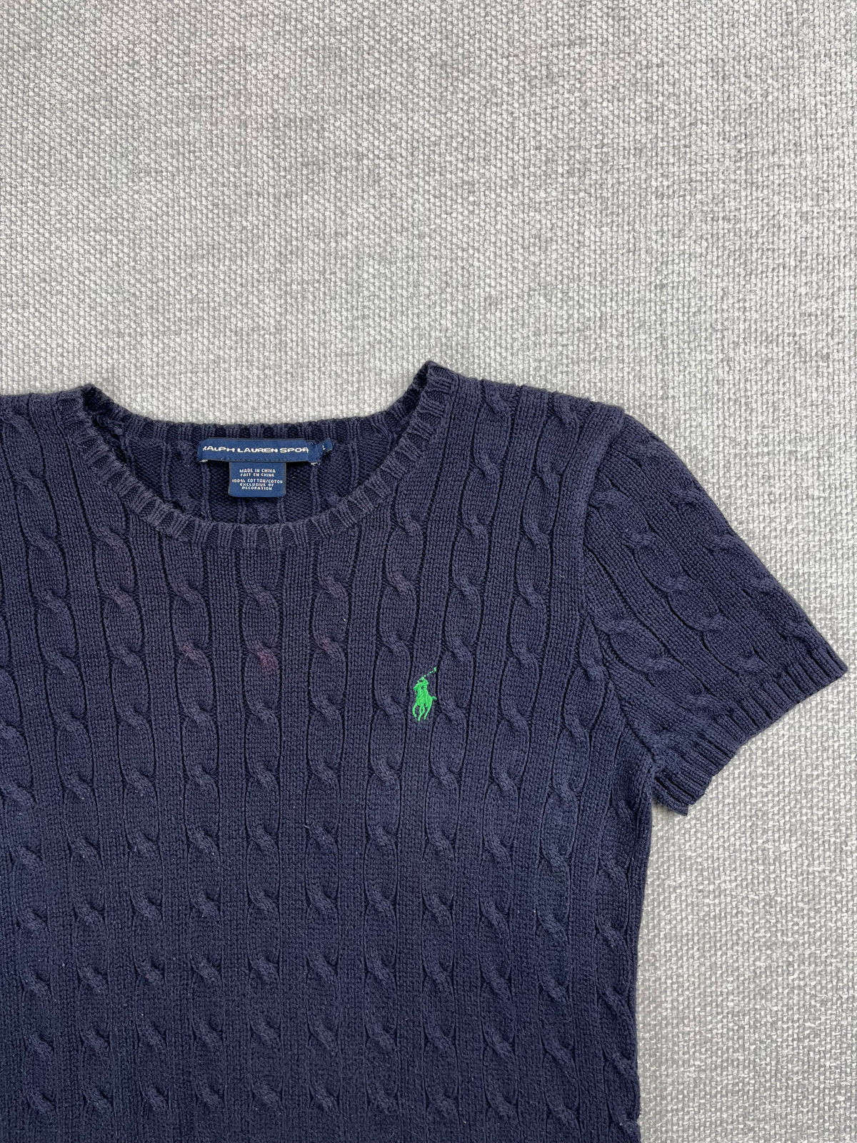 Y2K Ralph Lauren Short Sleeve Cable Knit Top