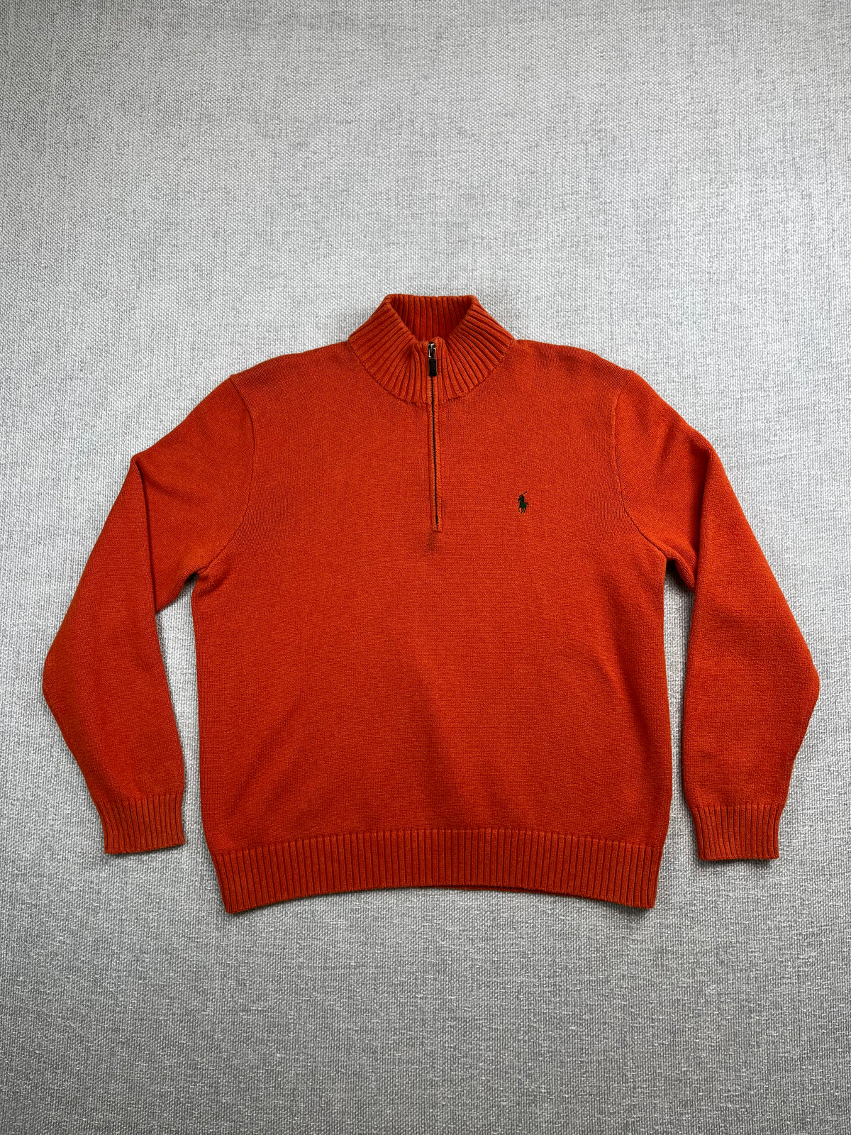 Y2K Polo Orange  1/4 Zip Sweater