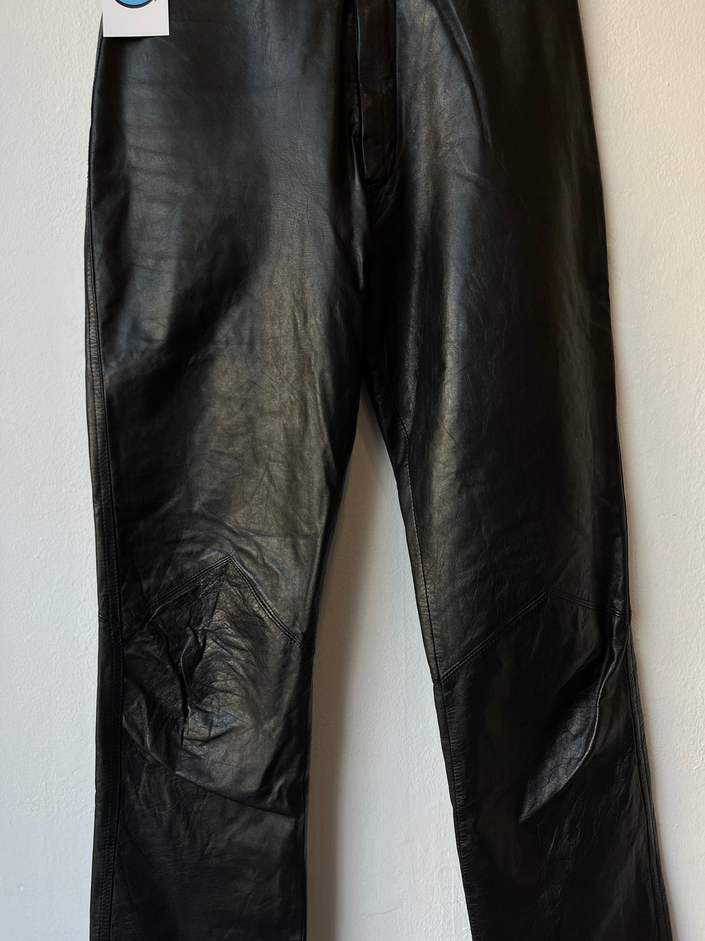 90's Black Leather Pants 25"