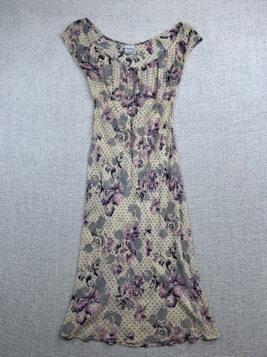 90's Silk Floral Maxi Dress