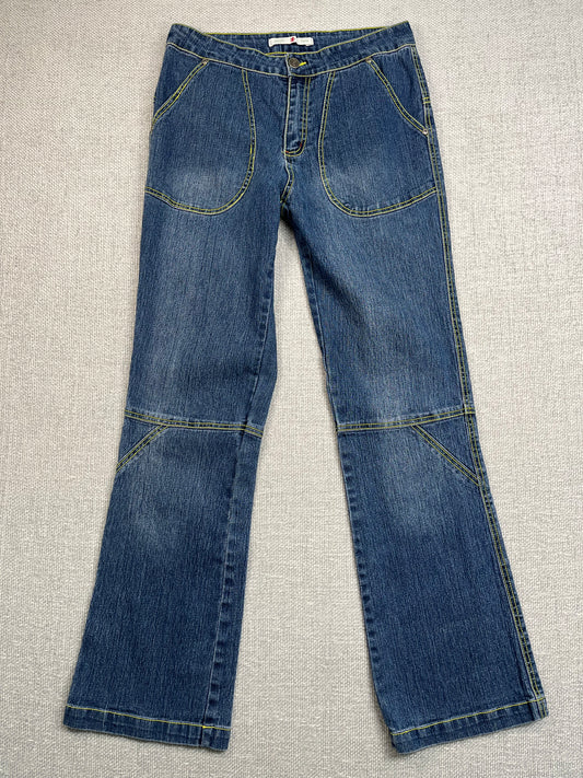 Y2K Contrast Stitch Flare Jeans 29"
