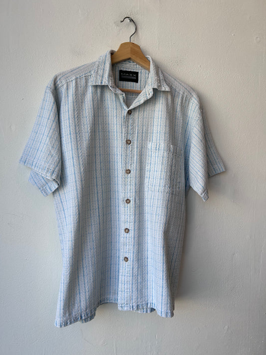 90's Blue Plaid Button Up Shirt