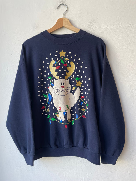 90's Holiday Cat Sweatshirt