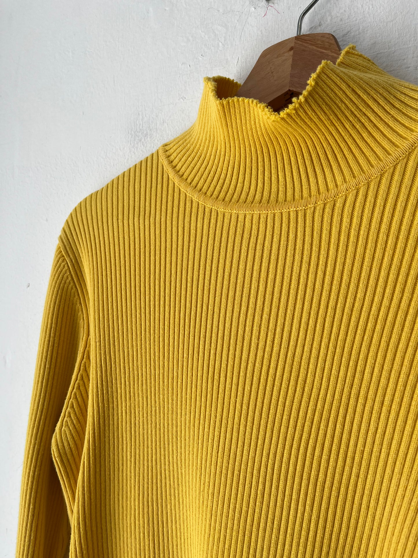 Y2K Yellow Ribbed Lauren Turtleneck