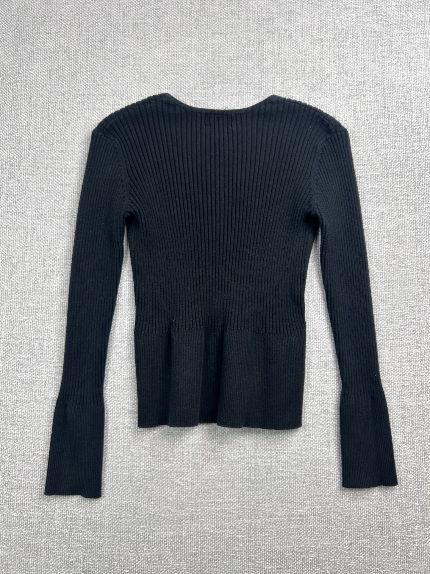 Y2K Black Ribbed Henley Top