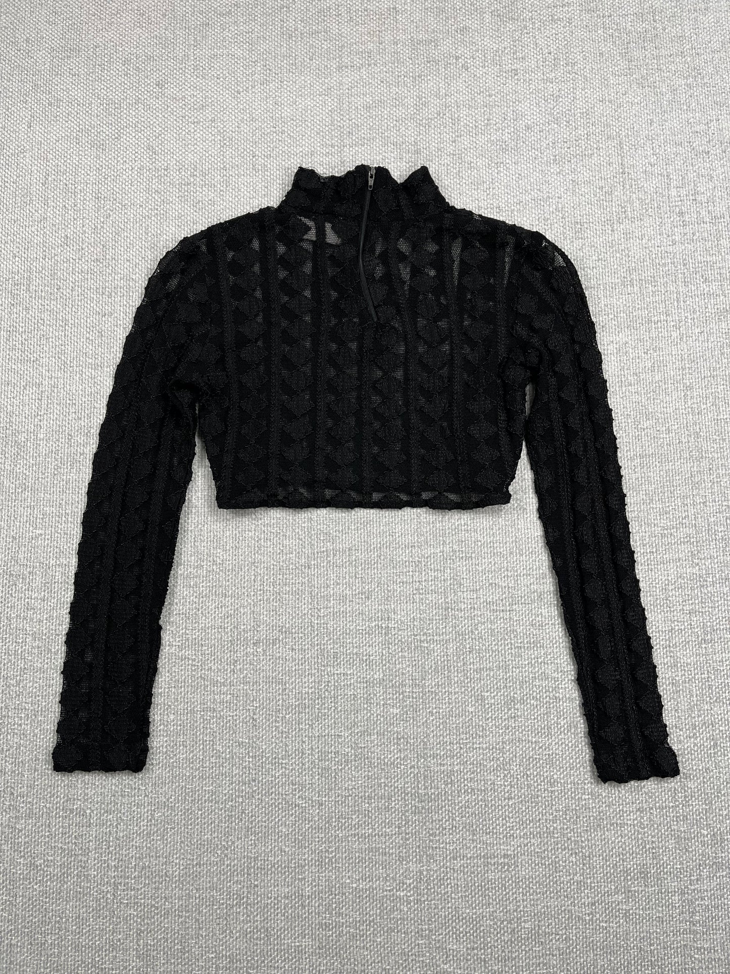 90's Mesh Cropped Turtle Neck Top
