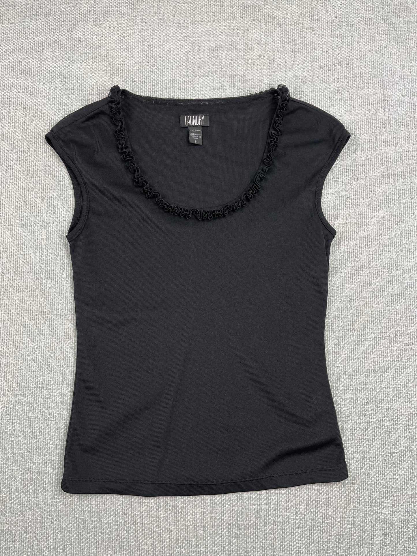 Y2K Mesh Ruffle Neck Top