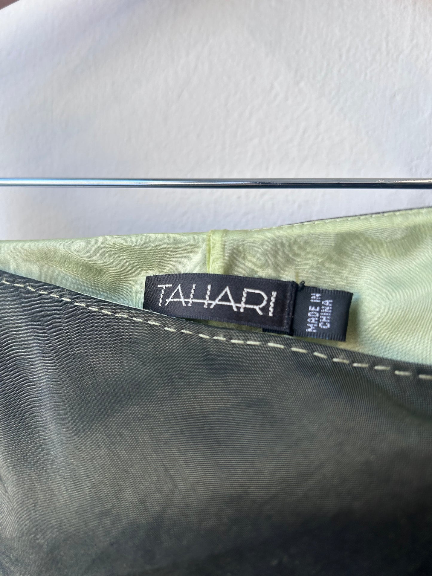 Y2K Olive Floral Embroidered Skirt 25"