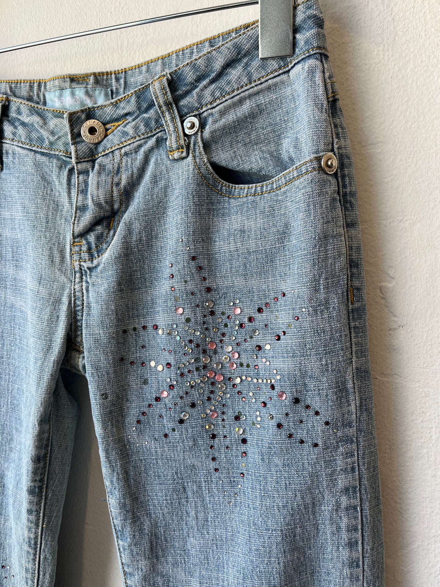 Y2K Low Rise Bedazzled Jeans 28”