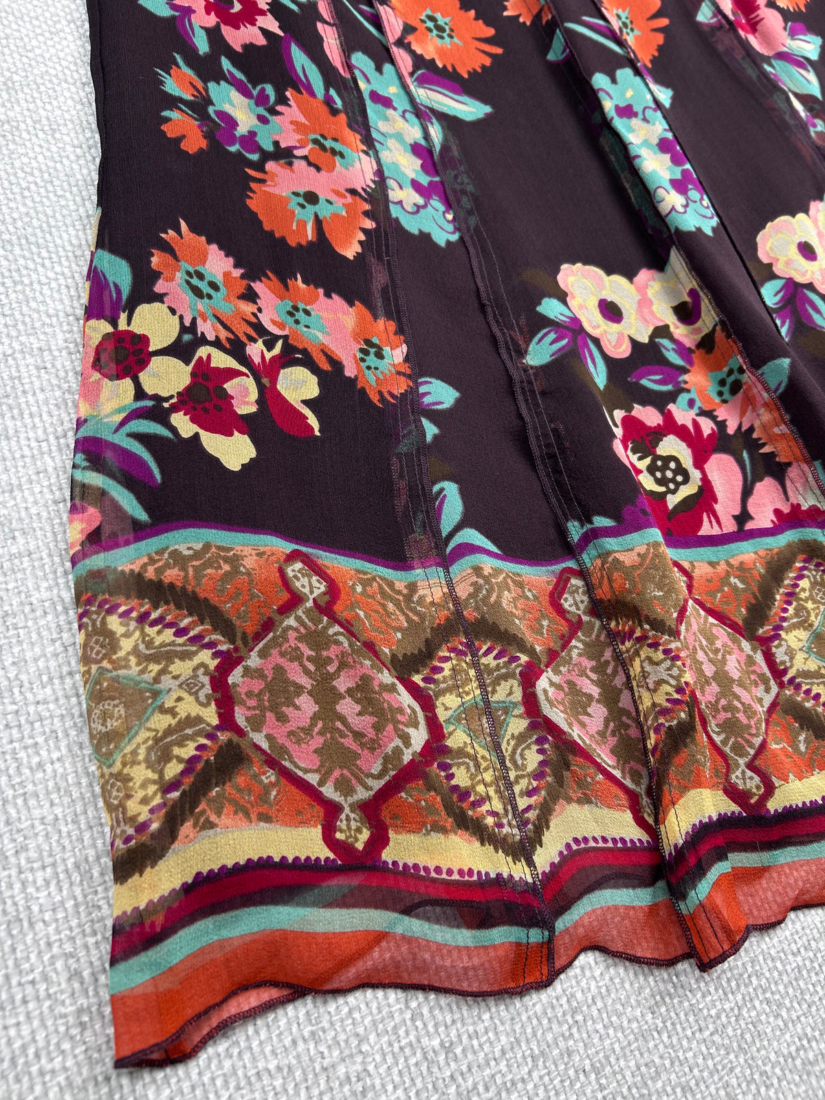 Y2K Floral Silk Skirt 32”
