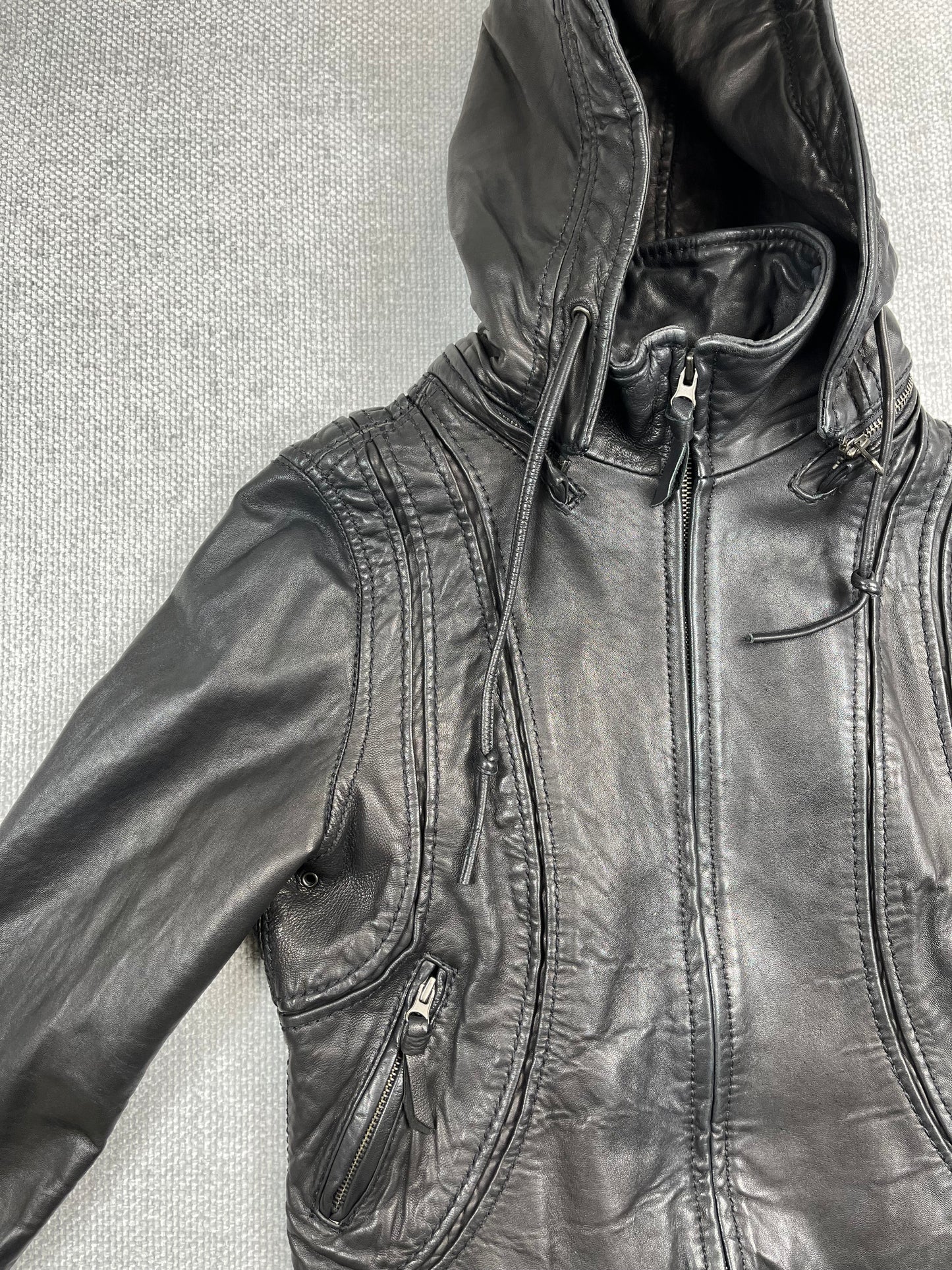 Y2K Hooded Leather Jacket