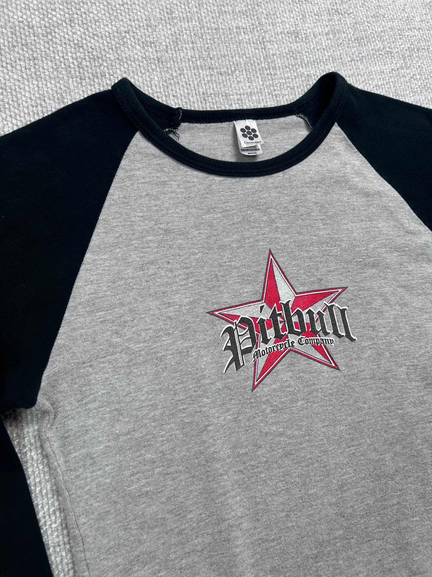 Y2K Pitbull Motorcycle Raglan Top