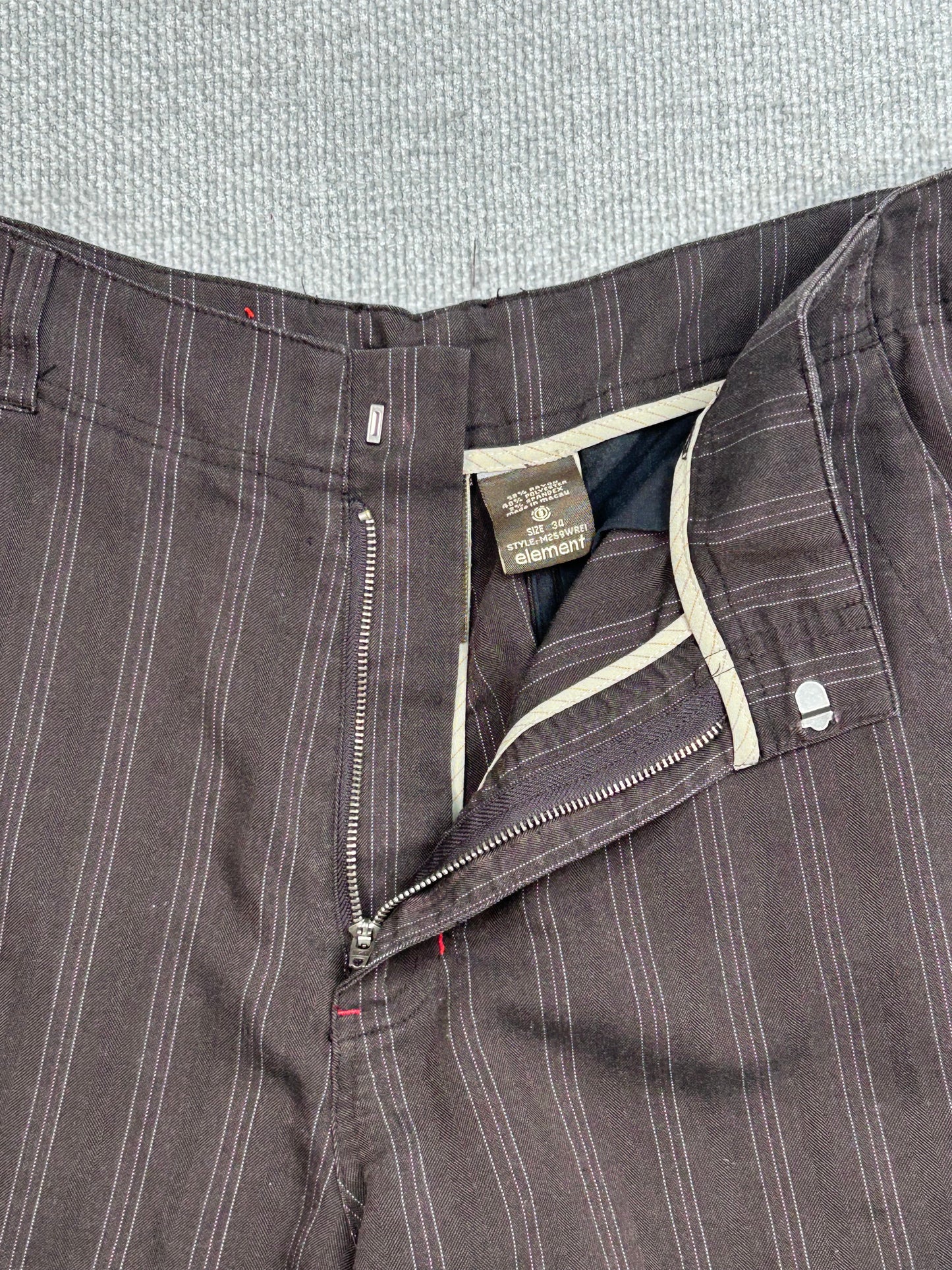 Y2K Brown Pinstripe Shorts 34”