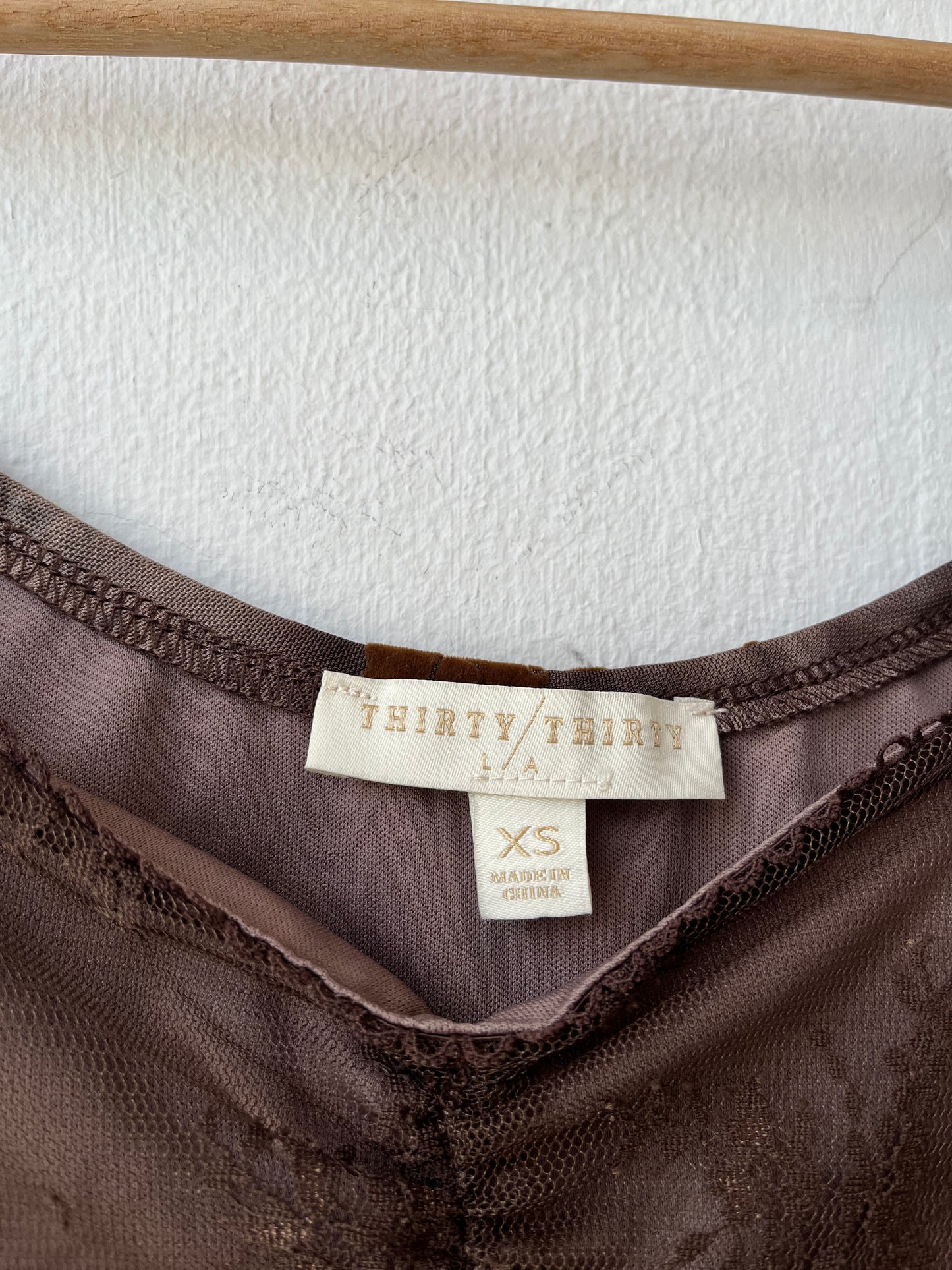 Y2K Brown Floral Mesh Top