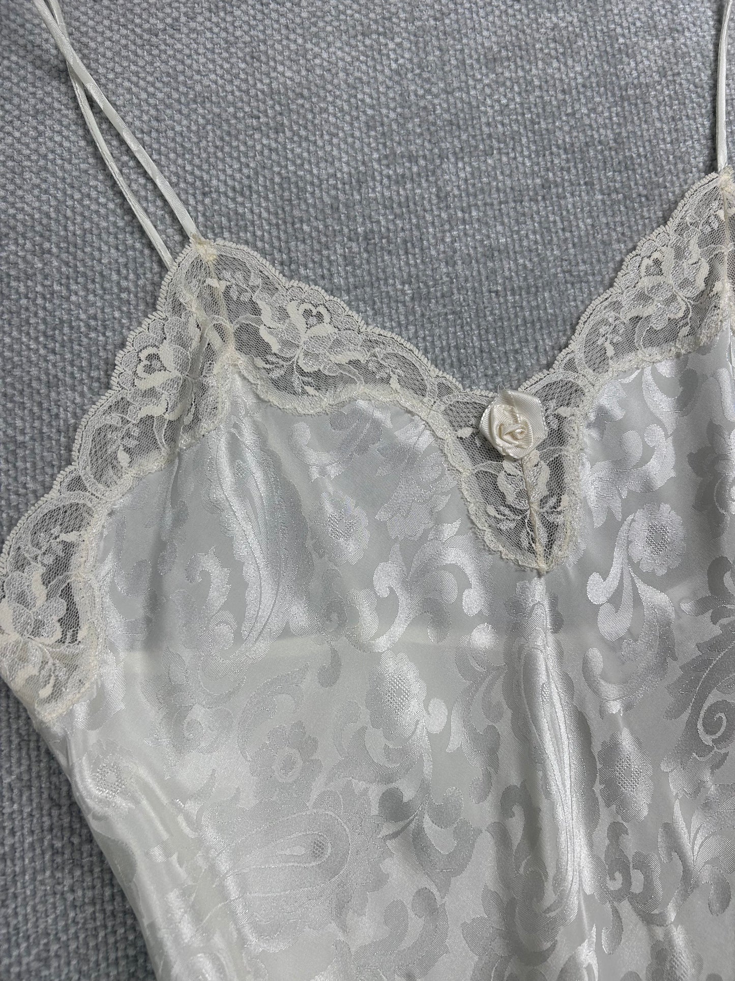 90's White Lace Slip Dress