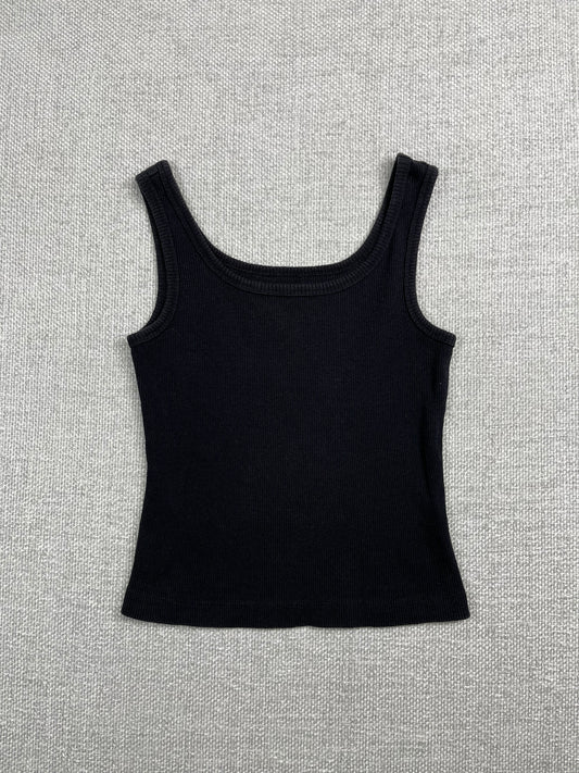 Y2K Ribbed Black Tank Top