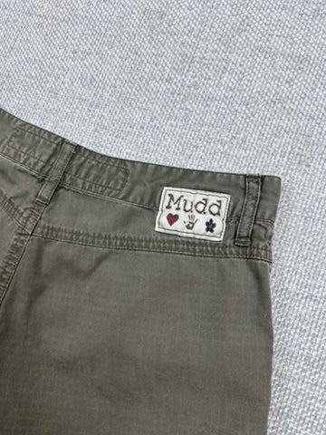Y2K Mudd Olive Mini Shorts 27"