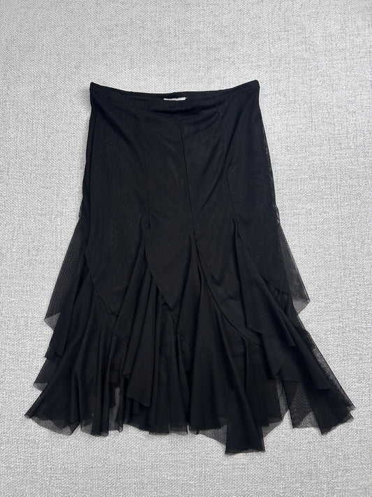 90's Black Mesh Midi Skirt 27-31"