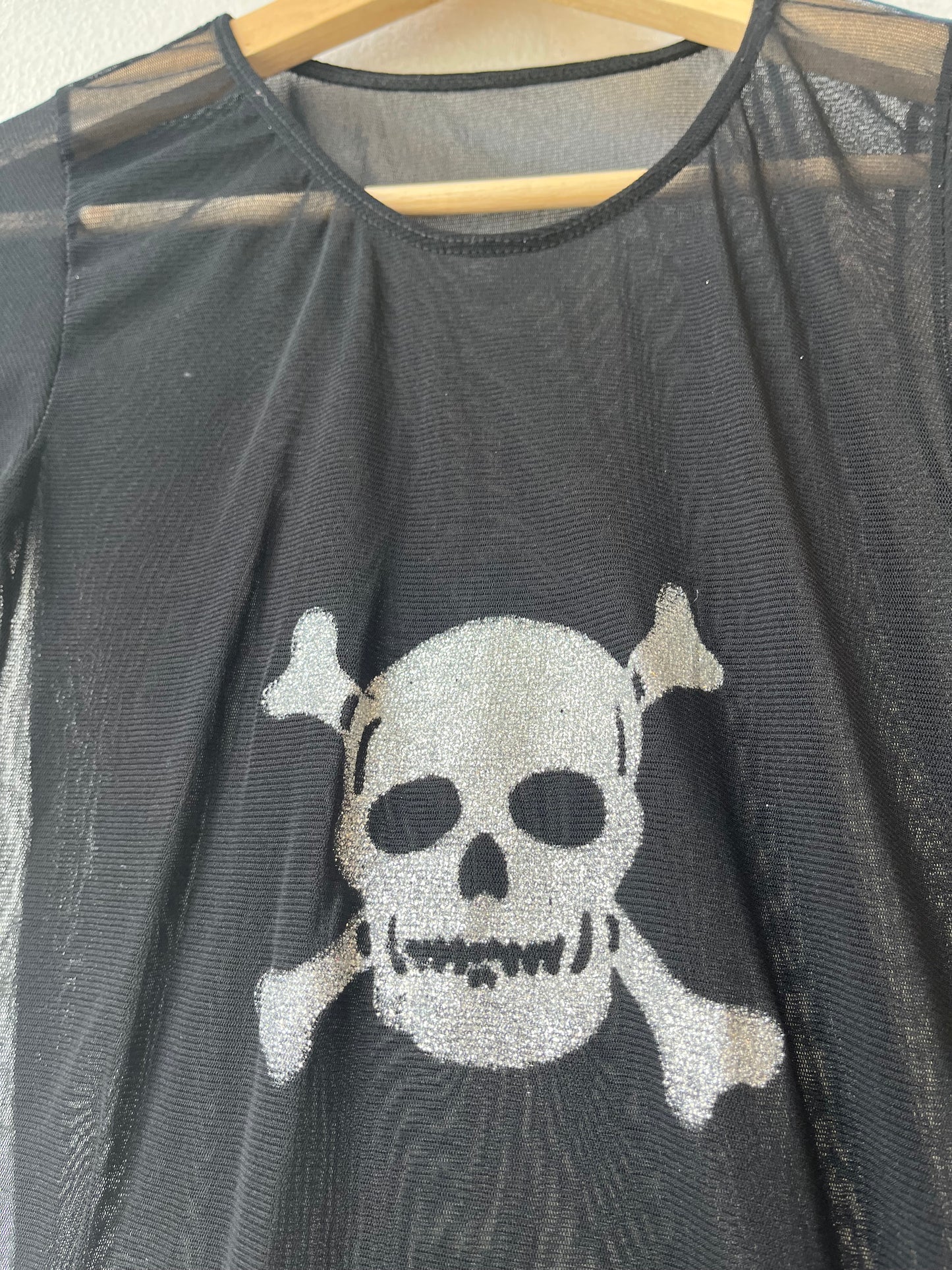 Y2K Mesh Skull Long Sleeve Top