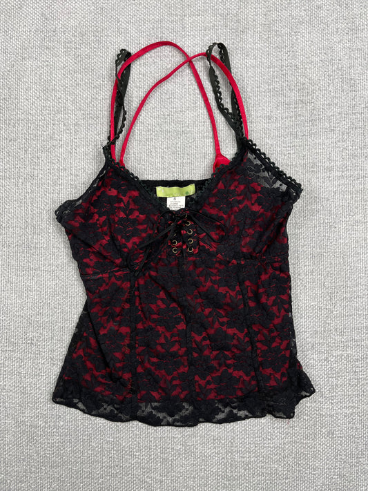 Y2K Lace Up Layered Tank Top